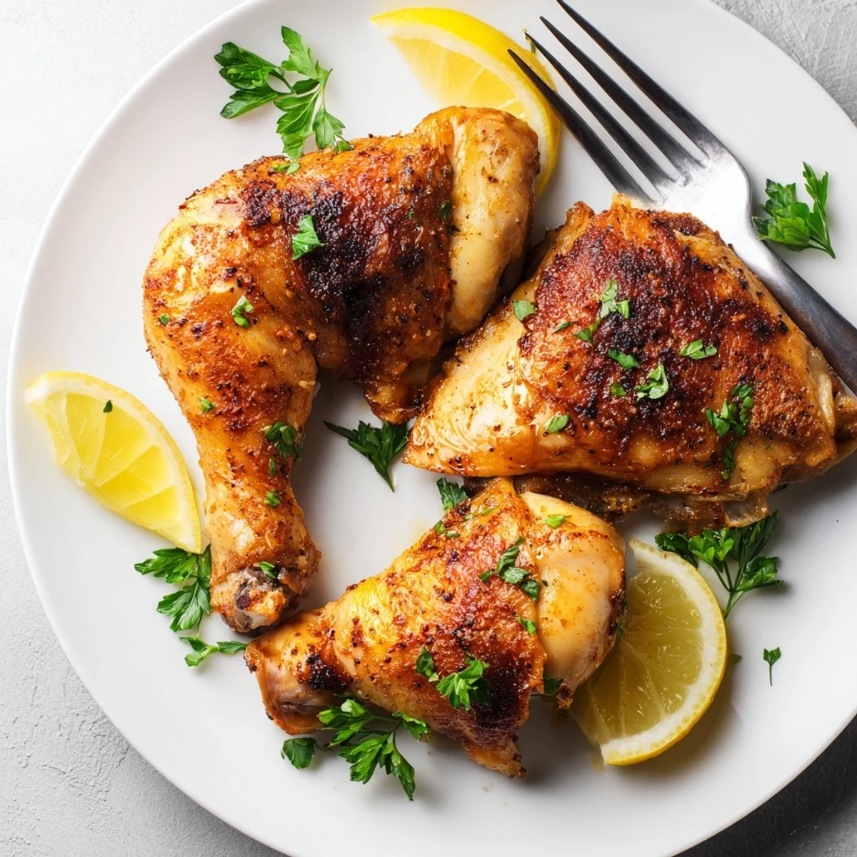 Golden brown buttermilk roasted chicken pieces with crispy skin on a wire rack