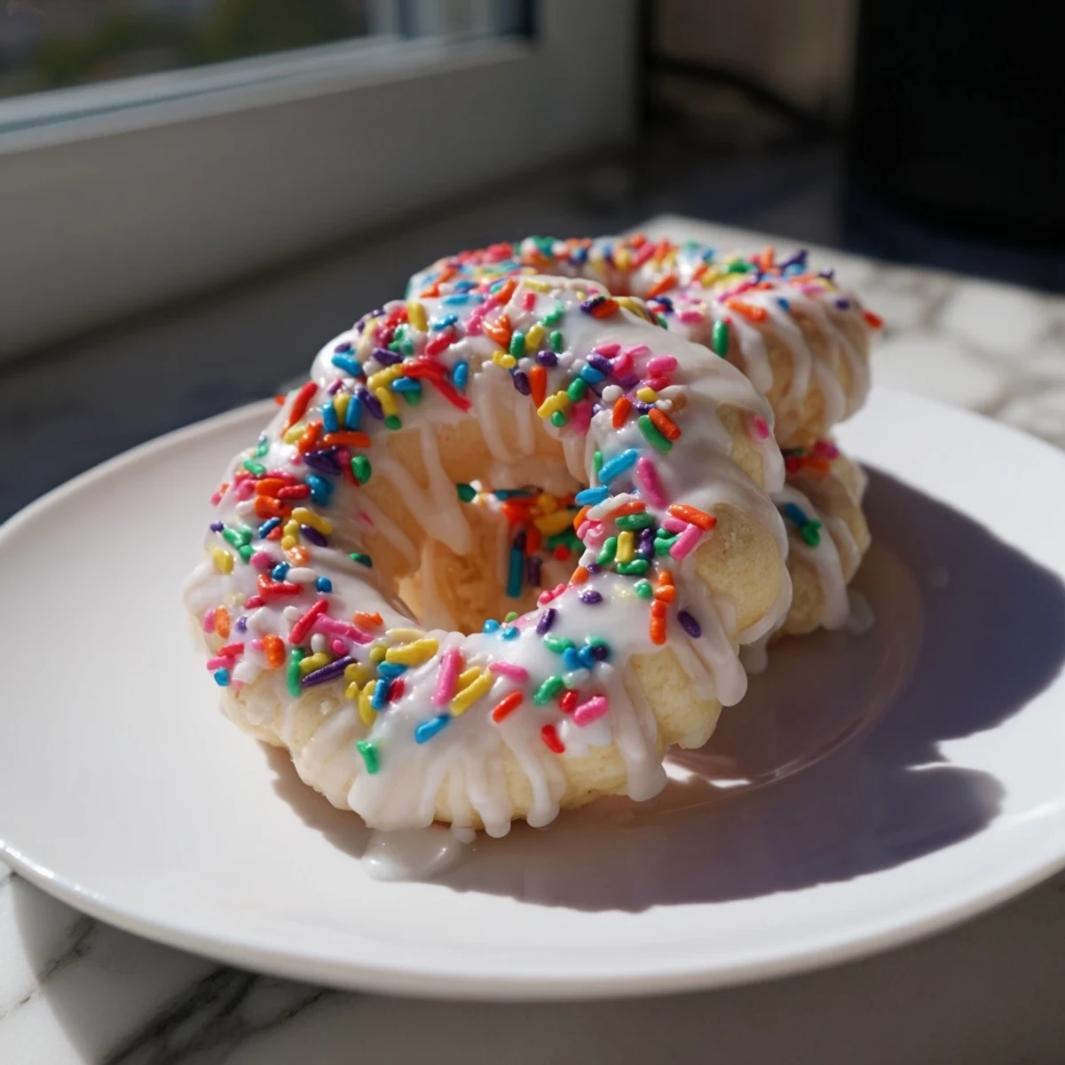 Traditional Italian Easter cookies arranged on serving platter with sweet white icing drizzle