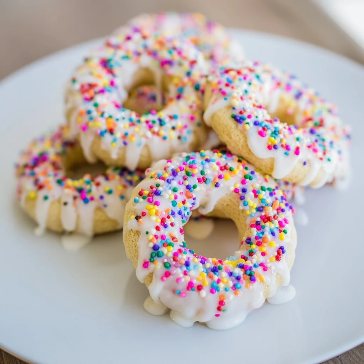 Freshly baked Italian Easter cookies with citrus glaze and festive spring sprinkles on wire rack
