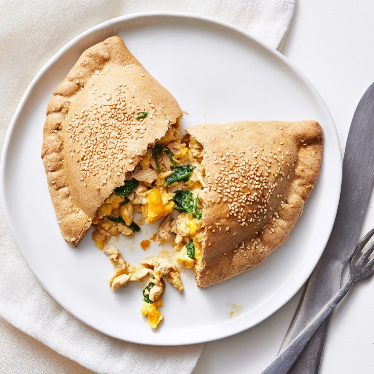 Golden brown high protein breakfast hot pockets with egg, cheese, and turkey filling