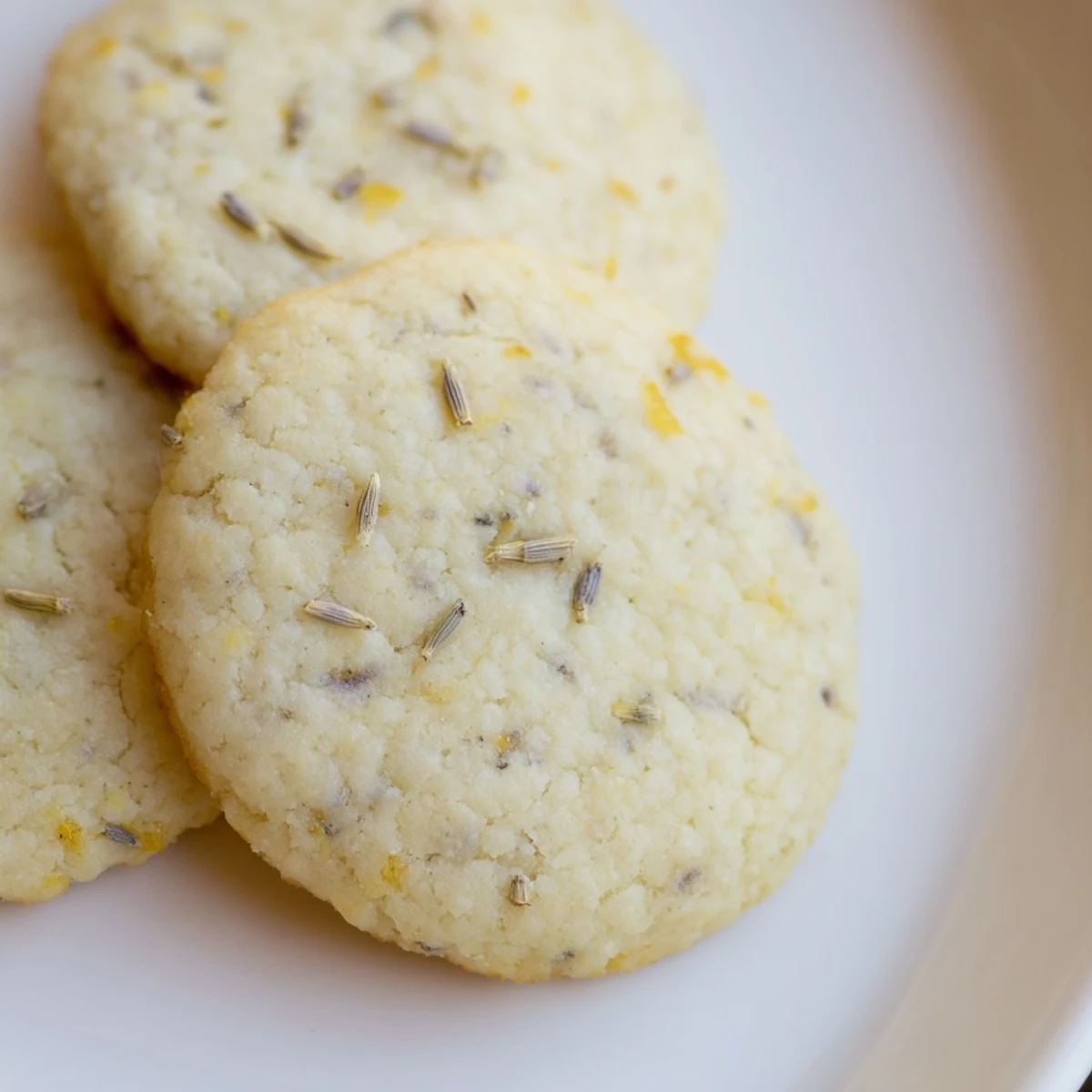 Soft lemon lavender cookies with crinkled tops arranged on a parchment-lined baking sheet