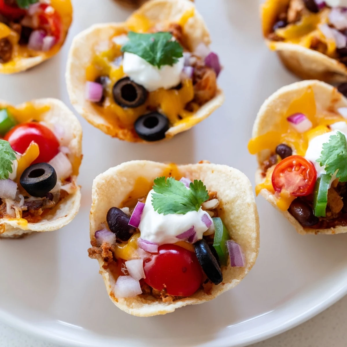 Mini tortilla cups bubbling with Monterey Jack cheese and zesty jalapeño slices