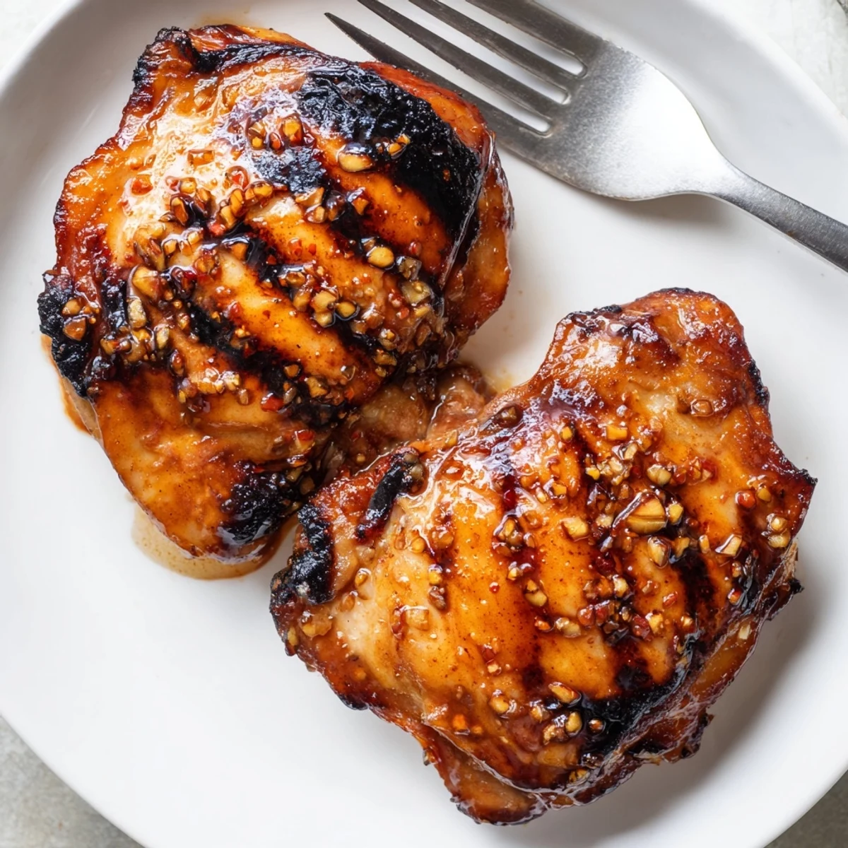 Crispy golden chicken thighs with killer chicken thigh marinade grilled to smoky perfection