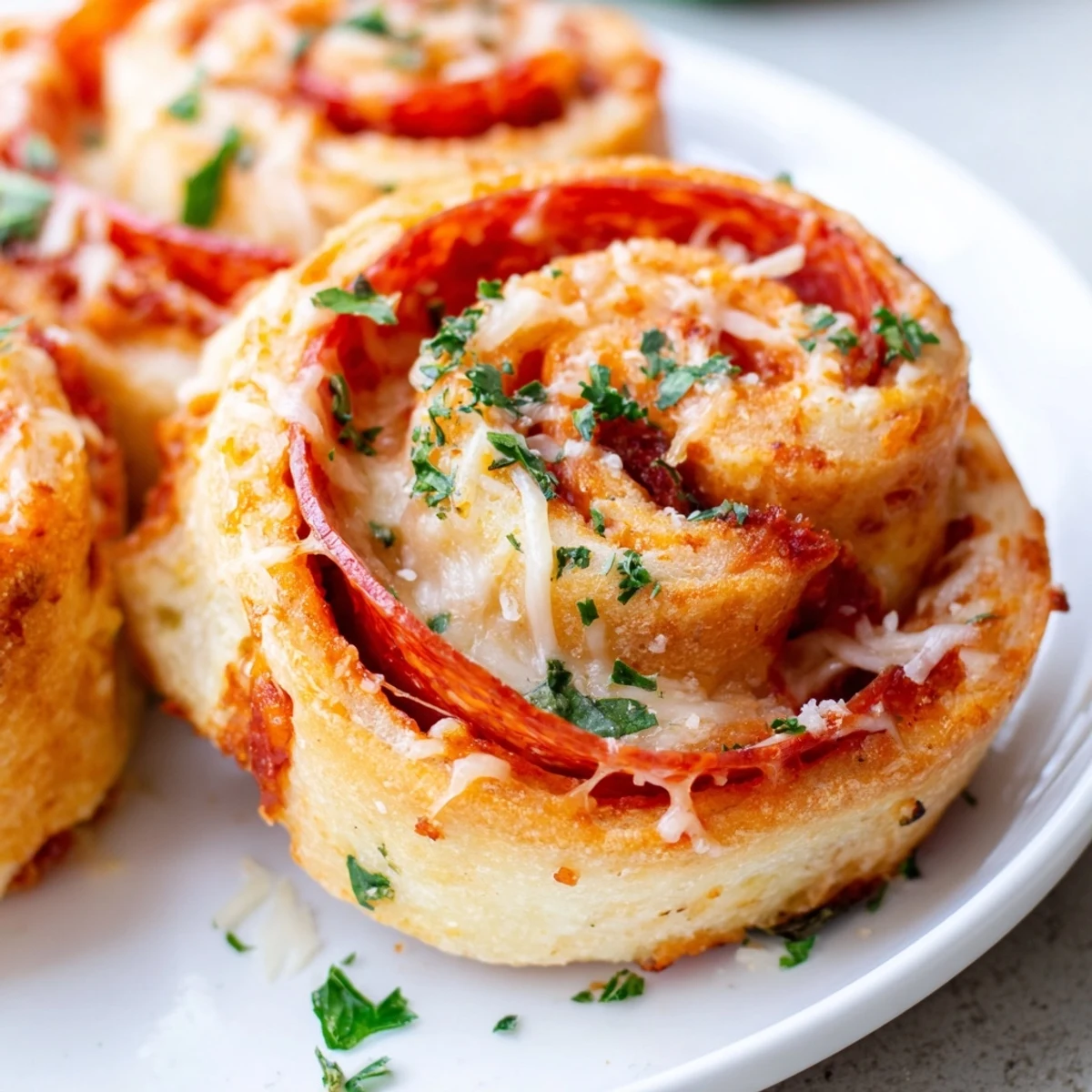 Cheesy pepperoni pizza roll breadsticks sliced open revealing melted mozzarella and spicy pepperoni