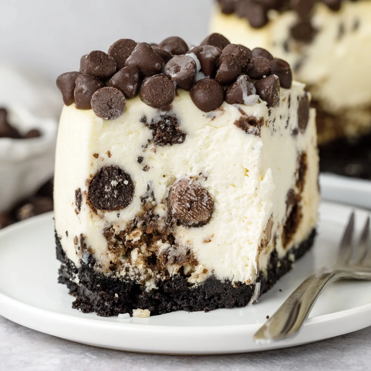 Rustic Chocolate Chip Cookie Dough Cheesecake on springform pan, cooling after baking