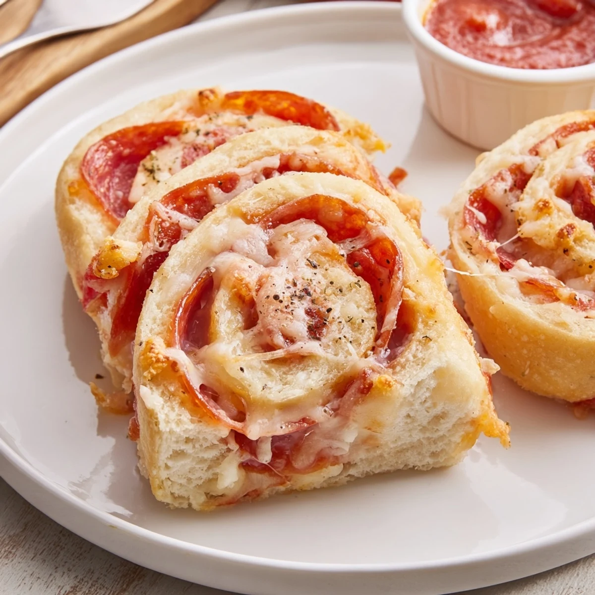 Crispy-edged Pepperoni Pizza Roll Breadsticks sliced, melty cheese and oregano visible.