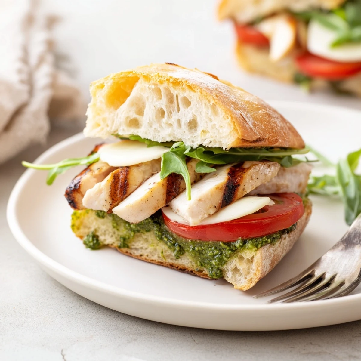 Chicken Pesto Sandwich Recipe with juicy chicken, melty mozzarella, and basil-scented pesto