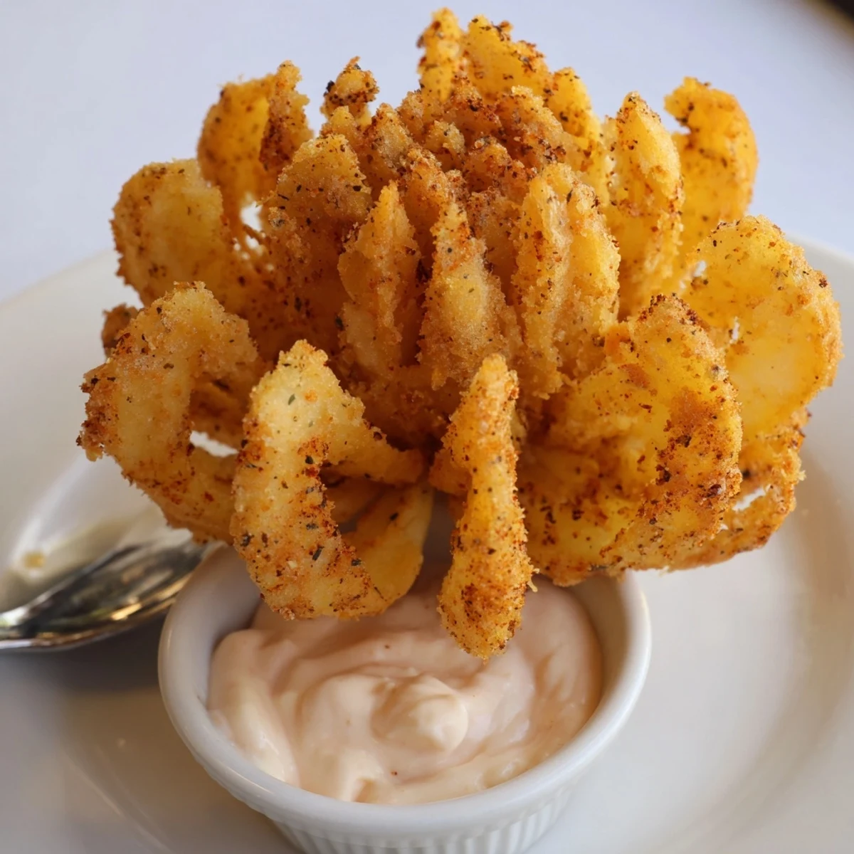 A platter of golden Crispy Mini Bloomin Onions Recipe, steaming and ready to share  