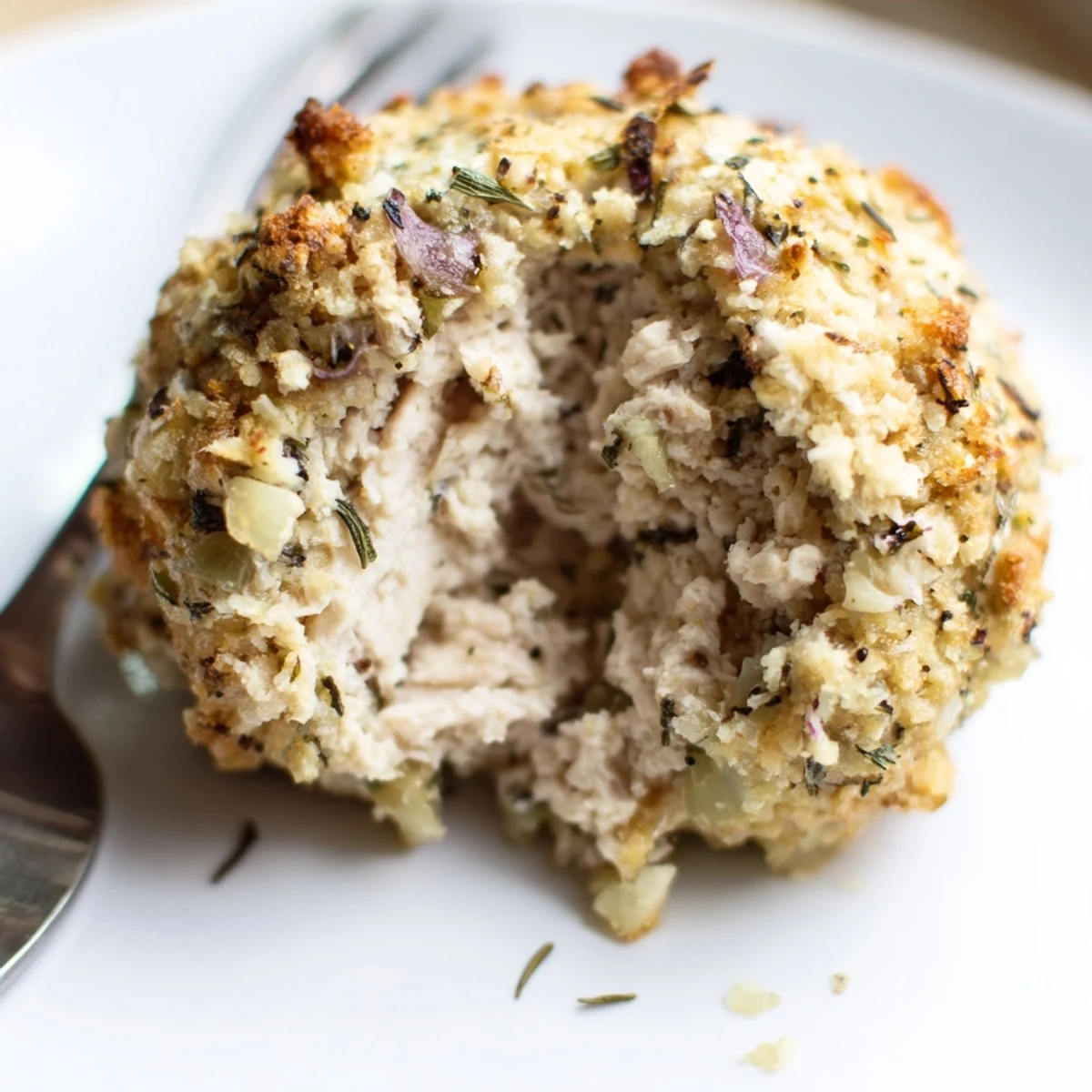 Warm Sage Onion Chicken Balls served with honey-mustard dip and roasted vegetables.