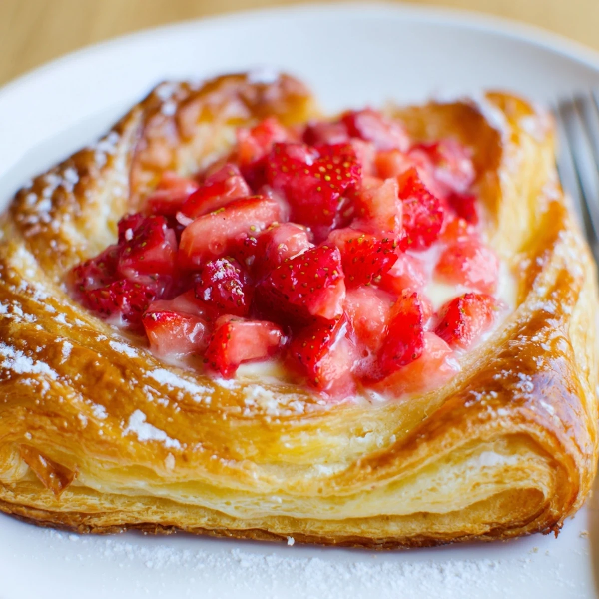 Warm Strawberry Danish Recipe releasing buttery aroma, served beside morning coffee