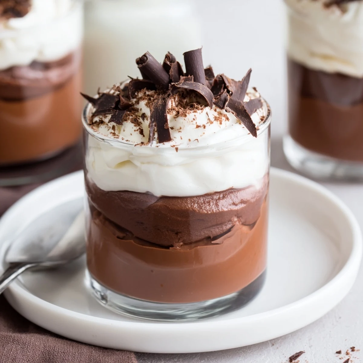 Silky layers in Triple Chocolate Mousse Cups, bittersweet aroma and velvety texture.