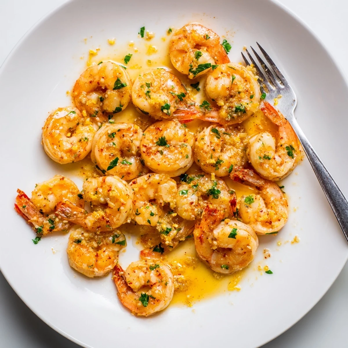 Succulent buttered shrimp sizzling in a rich skillet with melted butter and paprika