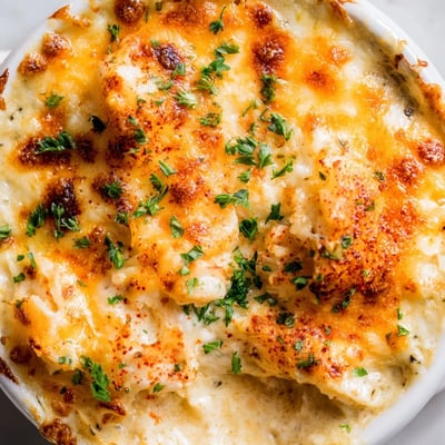 Creamy cheesy jumbo lump crab au gratin topped with melted cheddar and Gruyère cheese